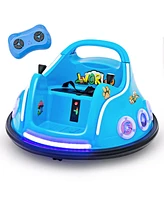 Gymax 12V Kids Ride on Bumper Car Remote Control w/ Flashing Led Light & Music Pink