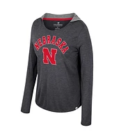 Colosseum Women's Nebraska Huskers Distressed Heather Long Sleeve Hoodie T-Shirt