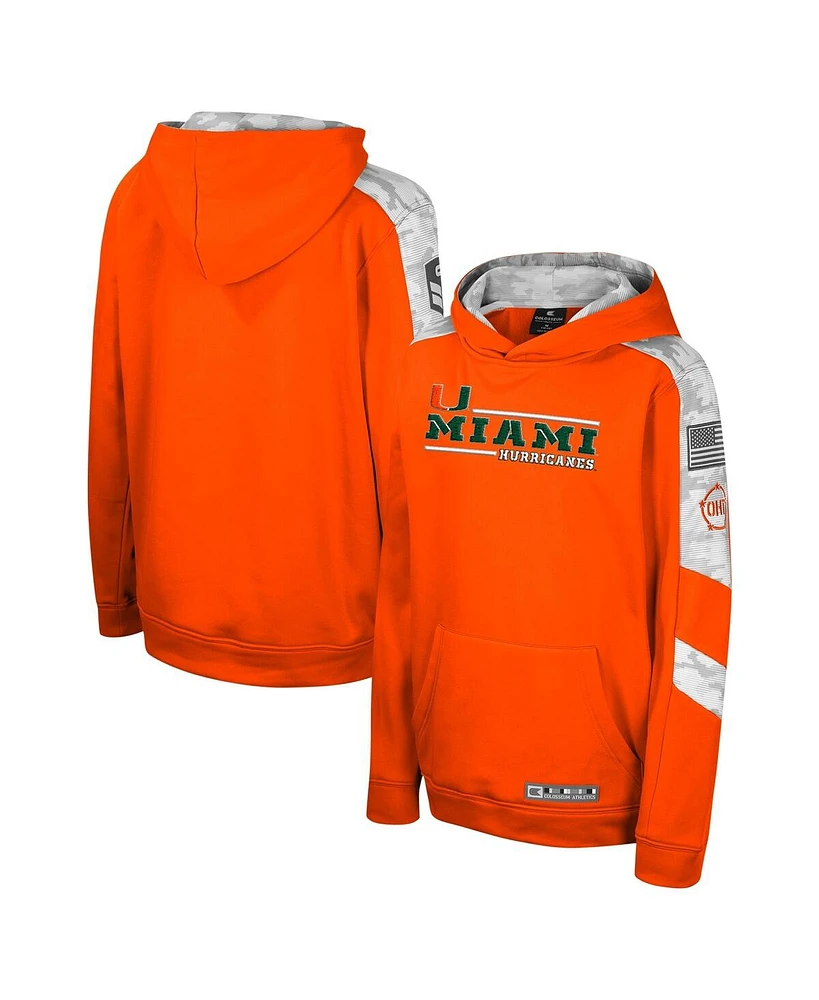 Colosseum Big Boys and Girls Orange Miami Hurricanes Oht Military Appreciation Cyclone Digital Camo Pullover Hoodie