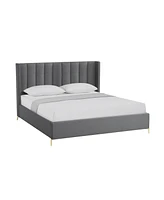 Inspired Home Keion Linen Platform Bed King Size