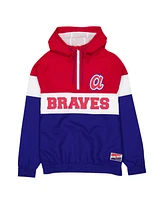 New Era Men's Blue Atlanta Braves Ripstop Raglan Quarter-Zip Hoodie Windbreaker Jacket