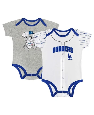 Outerstuff Baby Gray/White Los Angeles Dodgers Two-Pack Play Ball Bodysuit Set