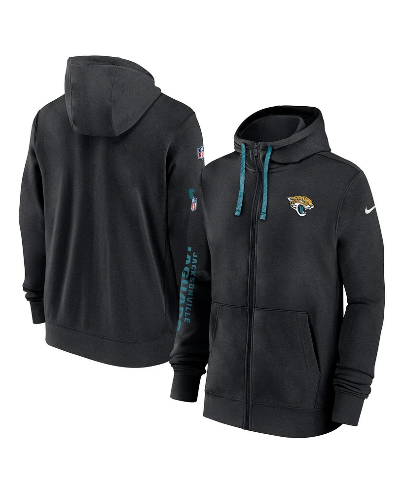 Nike Men's Black Jacksonville Jaguars 2024 Sideline Club Full-Zip Hoodie