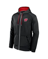 Fanatics Men's Black Wisconsin Badgers Defender Full-Zip Hoodie