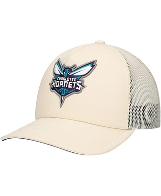Mitchell & Ness Men's Cream Charlotte Hornets Trucker Adjustable Hat
