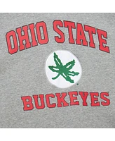 Mitchell & Ness Men's Grey Heather Ohio State Buckeyes Throwback Allover 4.0 Pullover Sweatshirt