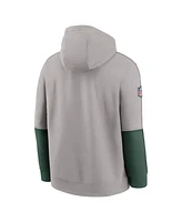 Nike Men's Gray Green Bay Packers Alternate Logo Club Tri-Blend Pullover Hoodie