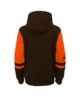 Outerstuff Little Boys and Girls Brown Cleveland Browns Stadium Color Block Full-Zip Hoodie