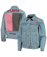 The Wild Collective Women's Blue Atlanta United Fc Print Denim Button-Up Jacket