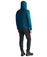 Tumi Men's Quilted Mixed-Media Full-Zip Hooded Jacket