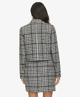 Calvin Klein Women's Plaid Tweed Cropped Blazer