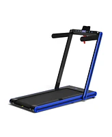 Skonyon 2-in-1 Folding Treadmill with Dual Led Display-Navy