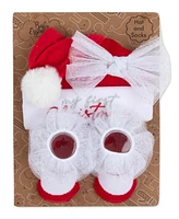 Baby Essentials Baby Girl My First Christmas Santa Hat & Ruffle Sock Set