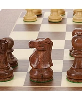 We Games Luxury Wooden Chess Set - 21.75 inch Walnut and Sycamore Chess Board with Weighted Sheesham & Boxwood Staunton Chess Pieces