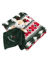 Baby Essentials Fair Isle Blanket with Reindeer Snuggler, 2-Piece Set