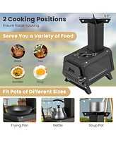 Skonyon Portable Wood Camping Burning Stove Heater with 2 Cooking Positions