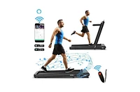 Skonyon 4.75HP 2 In 1 Folding Treadmill with Remote App Control-Black