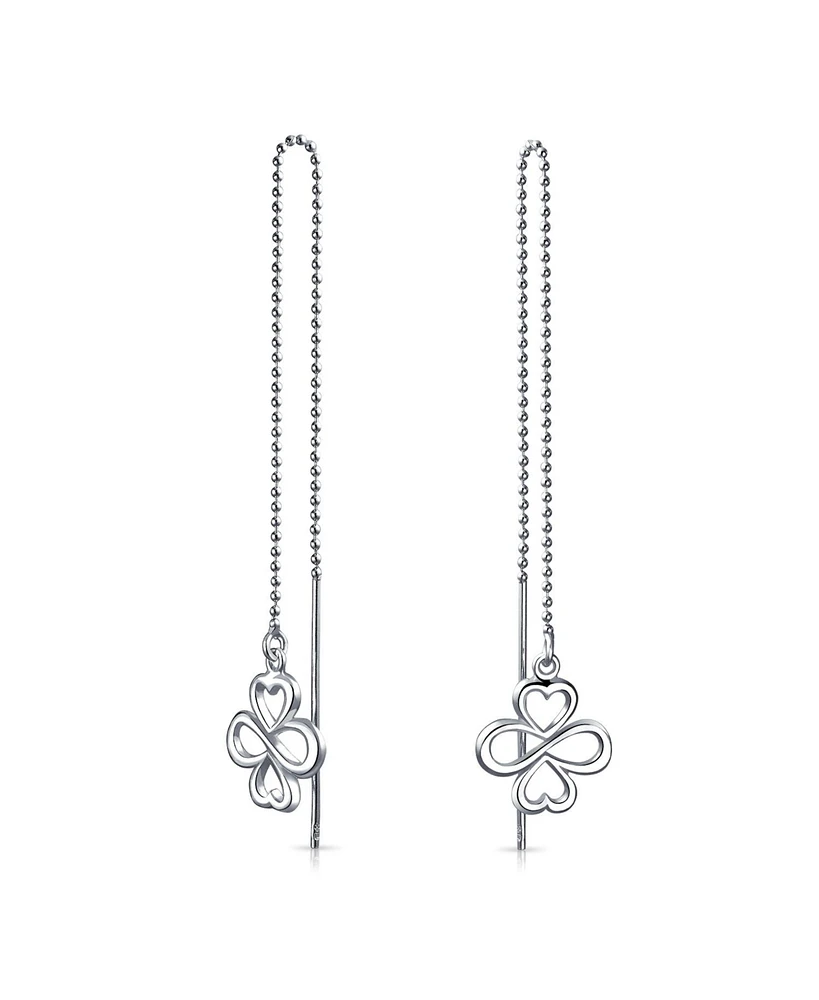 Bling Jewelry Ayllu Amulet Talisman Inspirational Intertwine Symbol Flower Infinity Clover Chain Threader Earrings For Women Sterling Silver