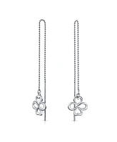 Bling Jewelry Ayllu Amulet Talisman Inspirational Intertwine Symbol Flower Infinity Clover Chain Threader Earrings For Women Sterling Silver