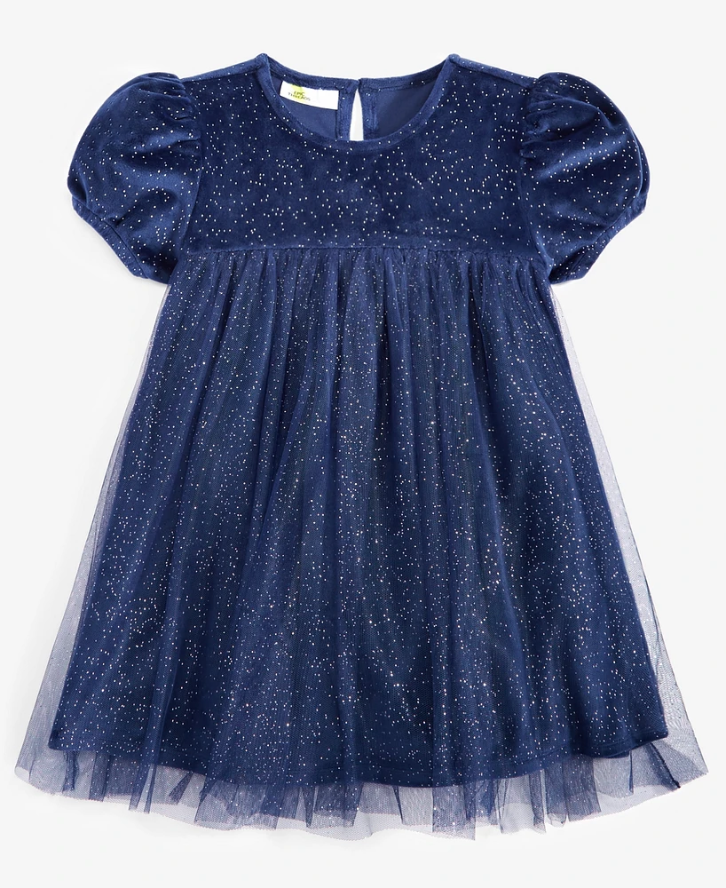 Epic Threads Toddler Girls Short-Sleeve Glitter Velour Tulle Dress, Created for Macy's