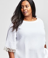 Jm Collection Plus Dolman-Sleeve Gauze Top, Exclusively at Macy's