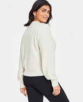 On 34th Women's Puff-Sleeve Jewel-Button Cardigan Sweater, Created for Macy's