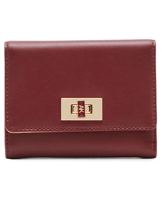 Anne Klein Women's Flap with Enamel Turn Lock Wallet