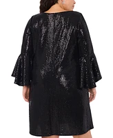 Msk Plus Sequined Bell-Sleeve Cocktail Dress