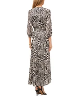 Vince Camuto Women's Printed V-Neck Tie Waist Maxi Dress