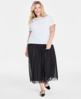 On 34th Plus Size Embellished Tee Tulle A Line Midi Skirt Created For Macys