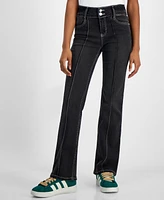 Indigo Rein Juniors' High-Rise Seam-Front Bootcut Jeans