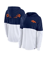 Fanatics Women's Navy/White Denver Broncos Backup Option Long Sleeve Hoodie T-Shirt