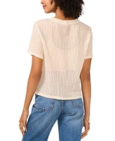 Vince Camuto Women's Sheer Short-Sleeve Crewneck Tee