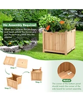 Skonyon Folding Square Fir Wood Raised Garden Bed with Removable Bottom