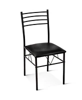 Sugift 5 Pieces Dining Set with Tempered Glass Top Table and 4 Upholstered Chairs