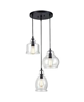 Moose Modern Industrial Chandelier Mason Jar Island 3-Light Fixture