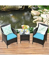 Sugift 3 Pieces Ergonomic Wicker Patio Conversation Set