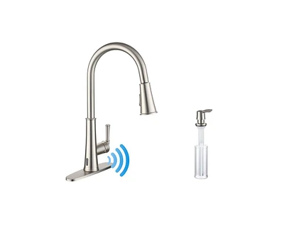 Casainc Pull Down Sprayer Kitchen Faucet with Touchless Sensor, Led