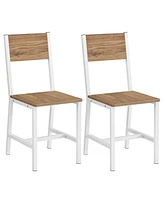 Slickblue Dining Chair Set of 2, Rustic Wood Chairs with Metal Steel Frame