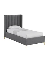 Inspired Home Keion Linen Platform Bed Full Size