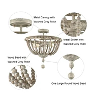 Moose Farmhouse Wood Beaded Semi Flush Mount Ceiling Lights Grey