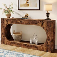 Tribesigns Console Table, 63-Inch Narrow Sofa Entryway Table with 2-Tier Storage Shelf, Wood Hallway Behind Couch Table Accent Table for Living Room