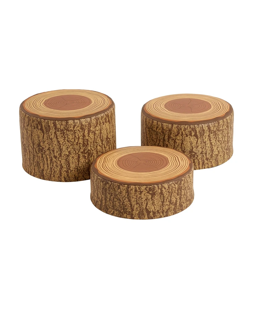 ECR4Kids SoftZone Tree Stump Stool Set, Chocolate, 3-Piece