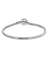 Bling Jewelry Amulet Talisman Infinity Symbol Initial Snake Chain Starter European Charm Bangle Bracelet For Women .925 Sterling Silver Heart