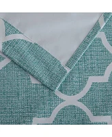 Kate Aurora 2 Piece 100% Full Blackout Trellis Grommet Top Window Curtain Panels