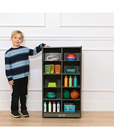 ECR4Kids 10 Cubby Mobile Tray Storage Cabinet, 5x2, Grey Wash