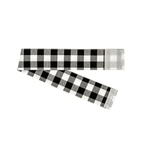 Kate Aurora Plaid Country Farmhouse French Door Curtain Panel With Matching Tieback - 54W x 72L, Black