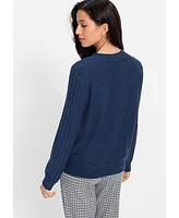 Olsen Women's Solid Boat Neck Rib Knit Sweater