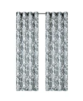 Kate Aurora Key West Summery Floral 2 Pack Grommet Top Sheer Curtain Panels - 54 in. W x 84 L, Spice