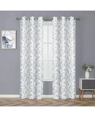 Kate Aurora Living Cherry Blossom Designed Grommet Top Window Curtains - 84 in. Long